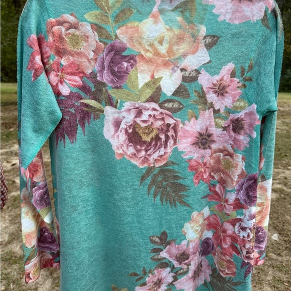 Soft Surroundings Tunic Women’s Extra Small Floral Long Sleeve Turquoise - Picture 6 of 9